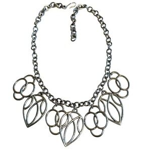 Monet VTG Signed Necklace Silver Plated Chain Collar Bib Statement rare Chunky